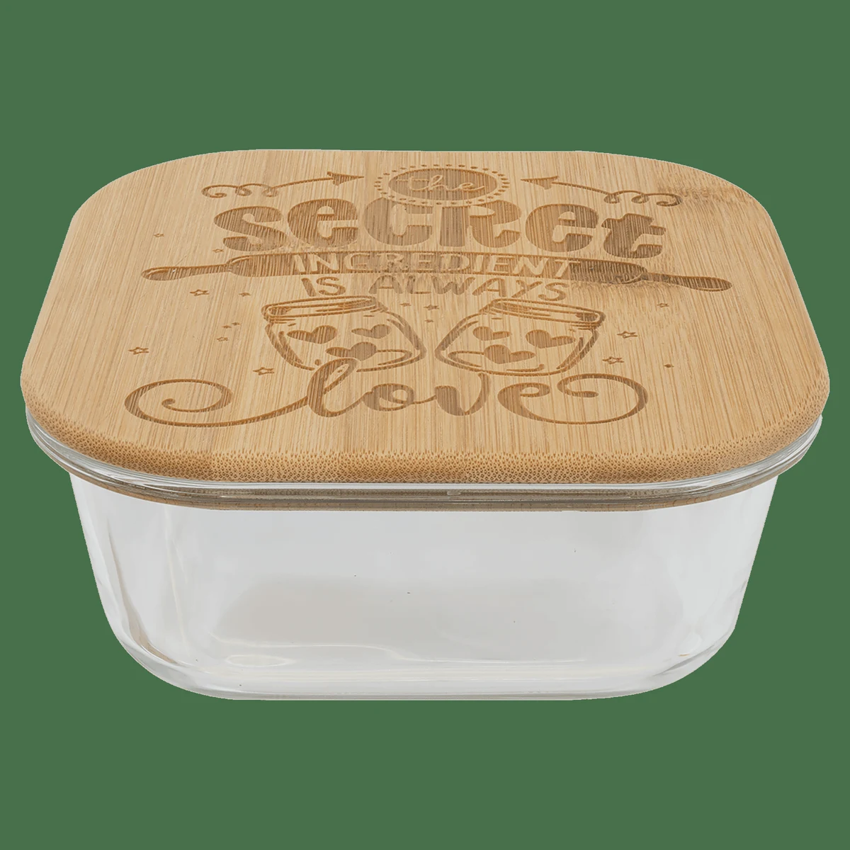 27 oz. Square Glass Container with Bamboo Lid 1