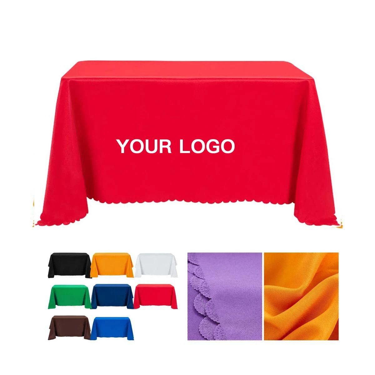 Durable 130x88 Table Throw with Logo Branding Area 1