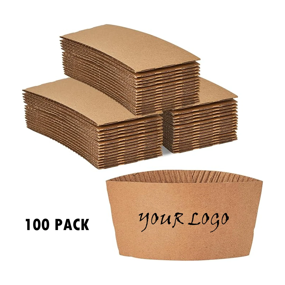 100 Pcs 8 oz Kraft Paper Coffee Cup Sleeves 1