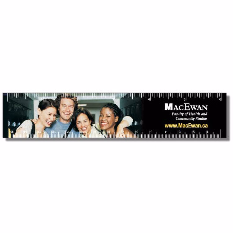 .020 White Plastic Rulers 1.25"x6.25" Rectangle / Square Corner, Full Colour