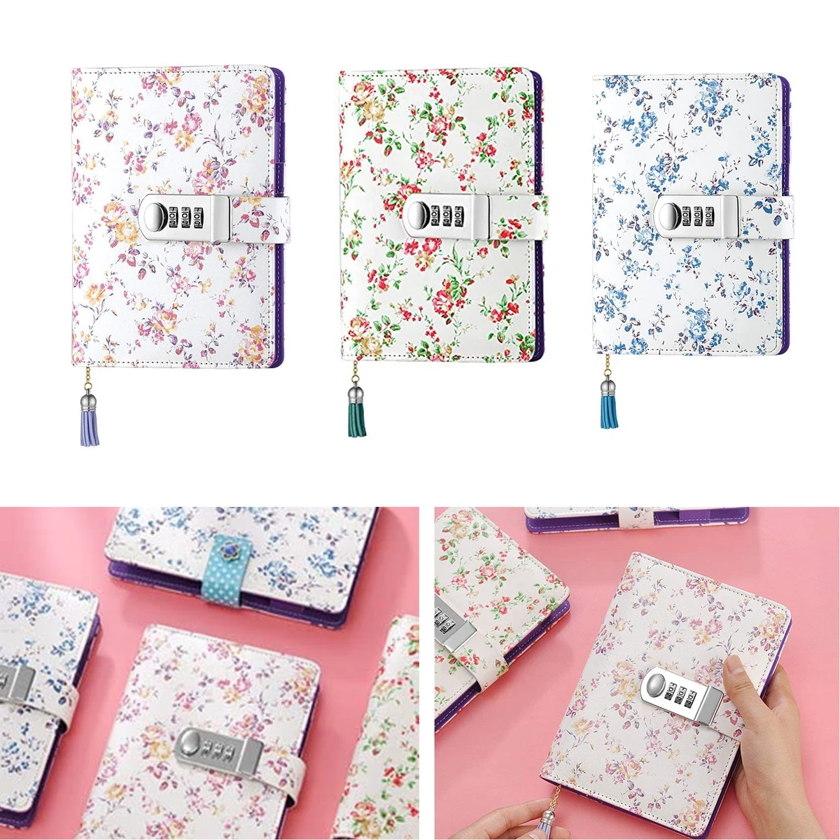 7.3 x 5.3 inch PU Leather Combination Locked Diary Journal Notebook 1