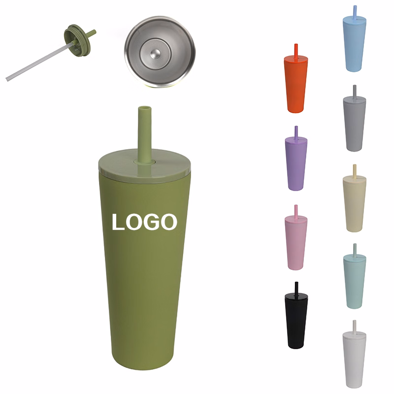 24oz Double Wall Mug with Silicone Straw