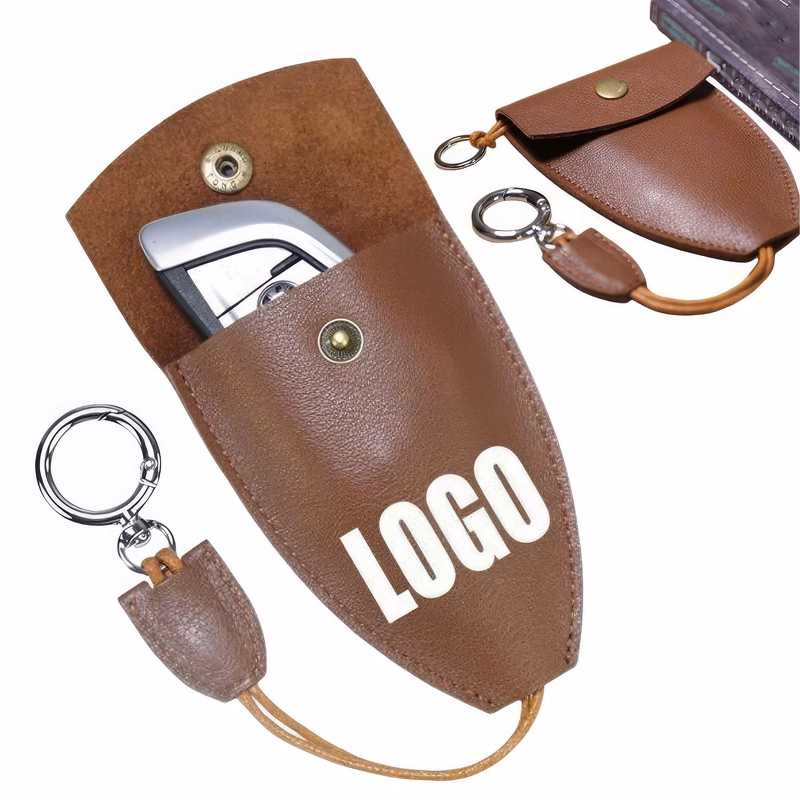 Genuine Leather Retractable Car & House Key Pouch Bag