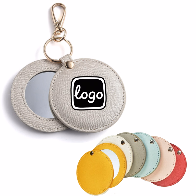 3.2" PU Round Mirror Double sided Pocket