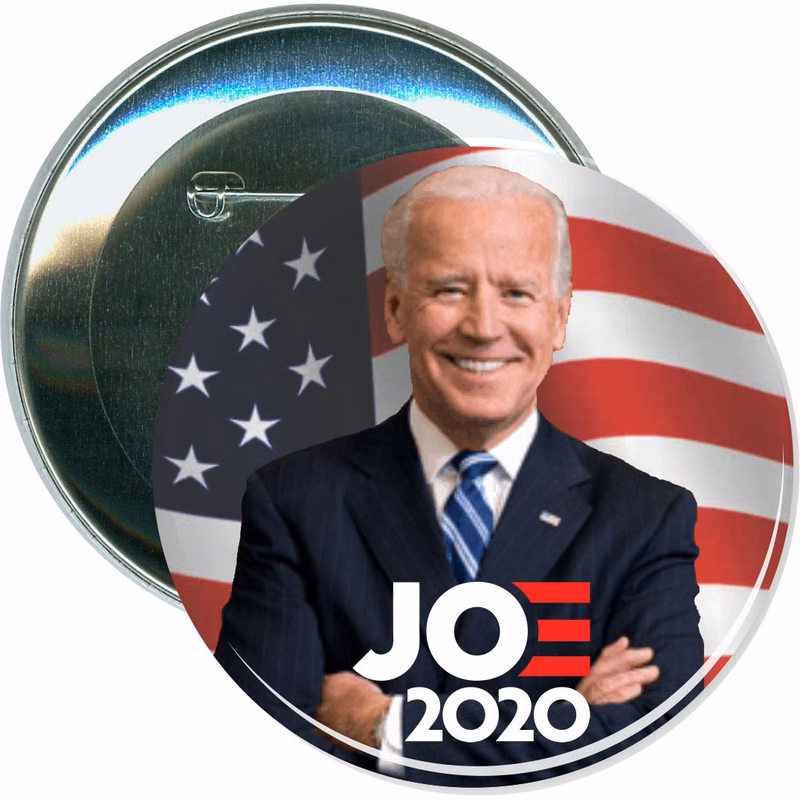 Biden 2020, Joe 2020 flag and photo , Political Button