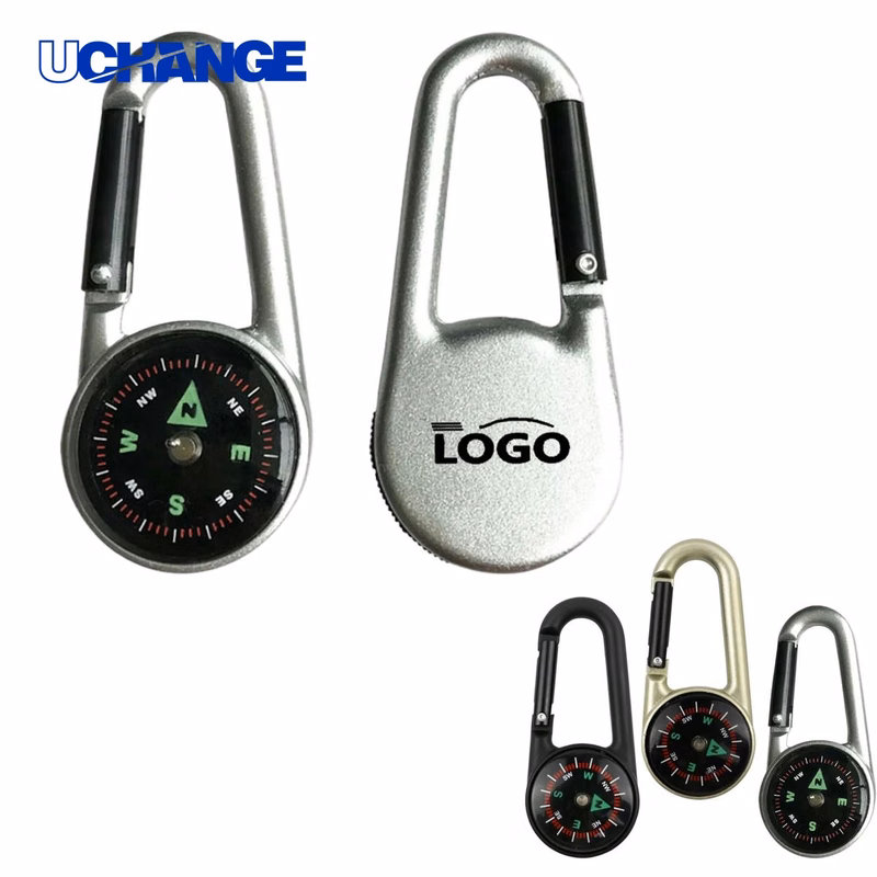 Metal Carabiner Compass Keychain