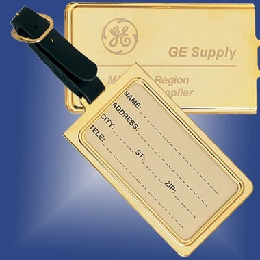 GOLD PLATEDBRASS LUGGAGE TAGW/ INSERT 1