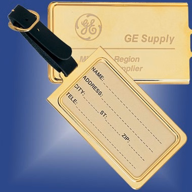 GOLD PLATEDBRASS LUGGAGE TAGW/ INSERT