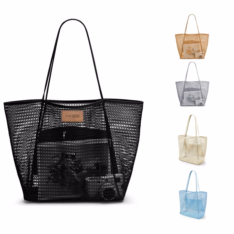 Polyester Casual Beach Mesh Tote Bag