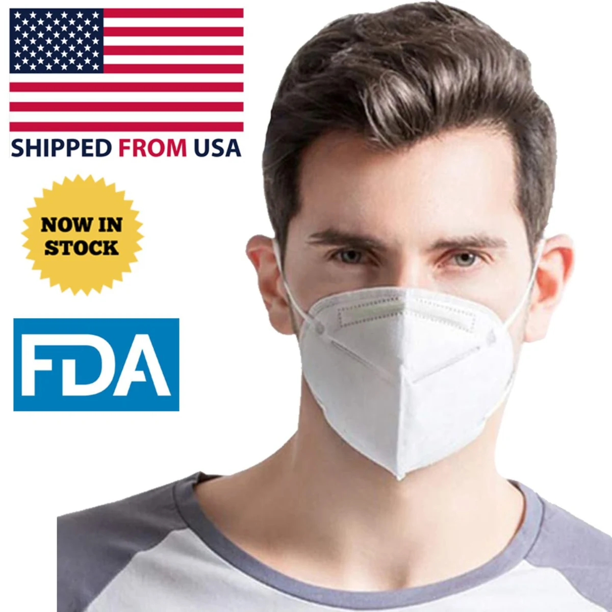 IN STOCK USA Face Mask KN95 Grade Antibacterial FDA Approved 1