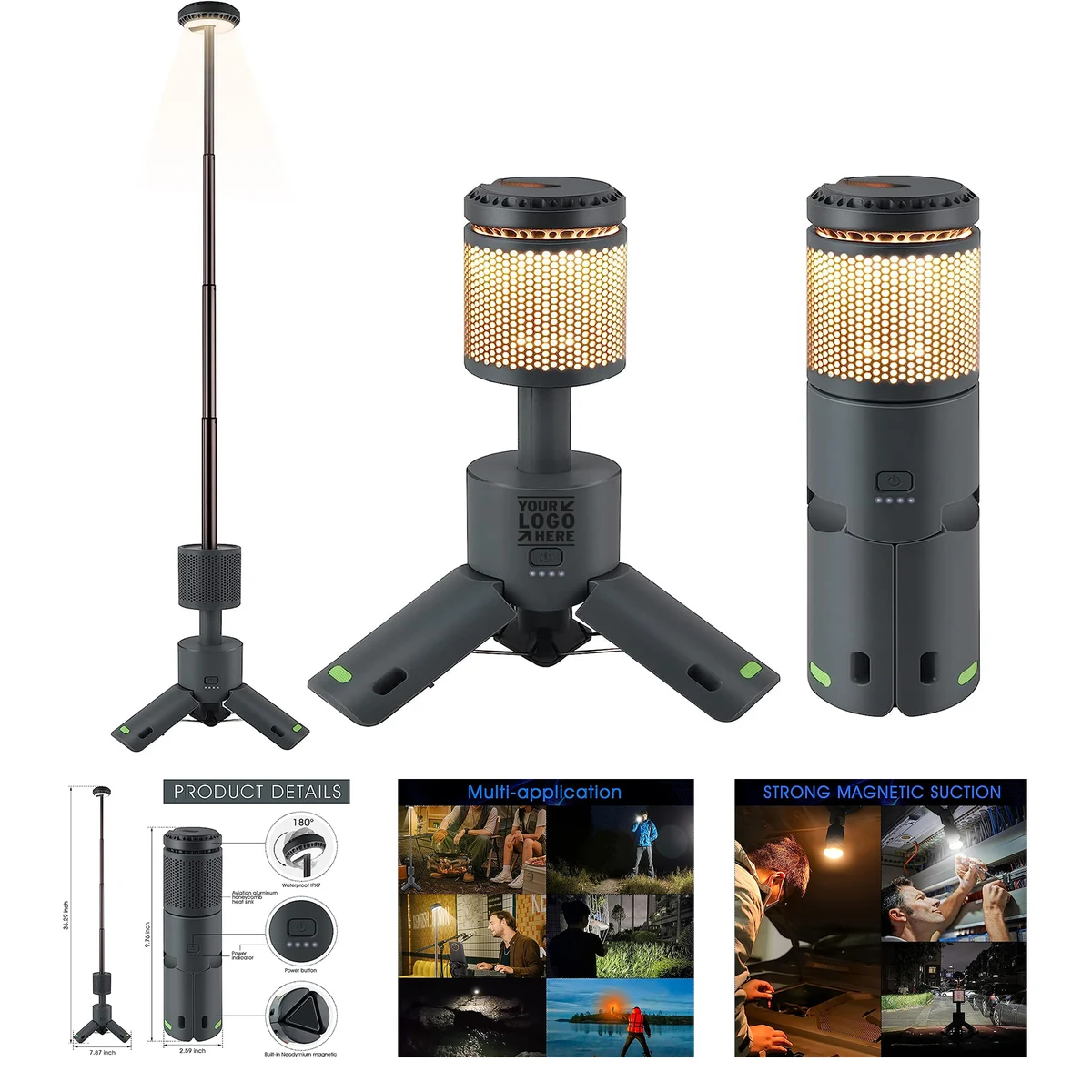10000mAh Battery Built-in Magnetic Telescopic Collapsible Camping Mobile Night Road Flash Light 1