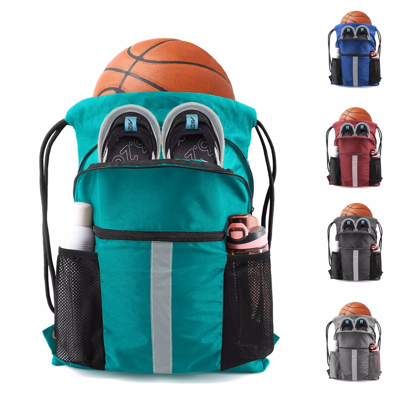 Drawstring Backpack Sports Gym Bag With Shoe Compartment