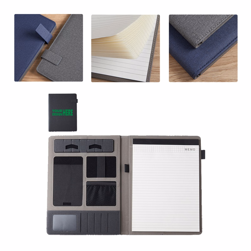 MOQ20 Multifunctional Gray Fabric Folder for Contracts
