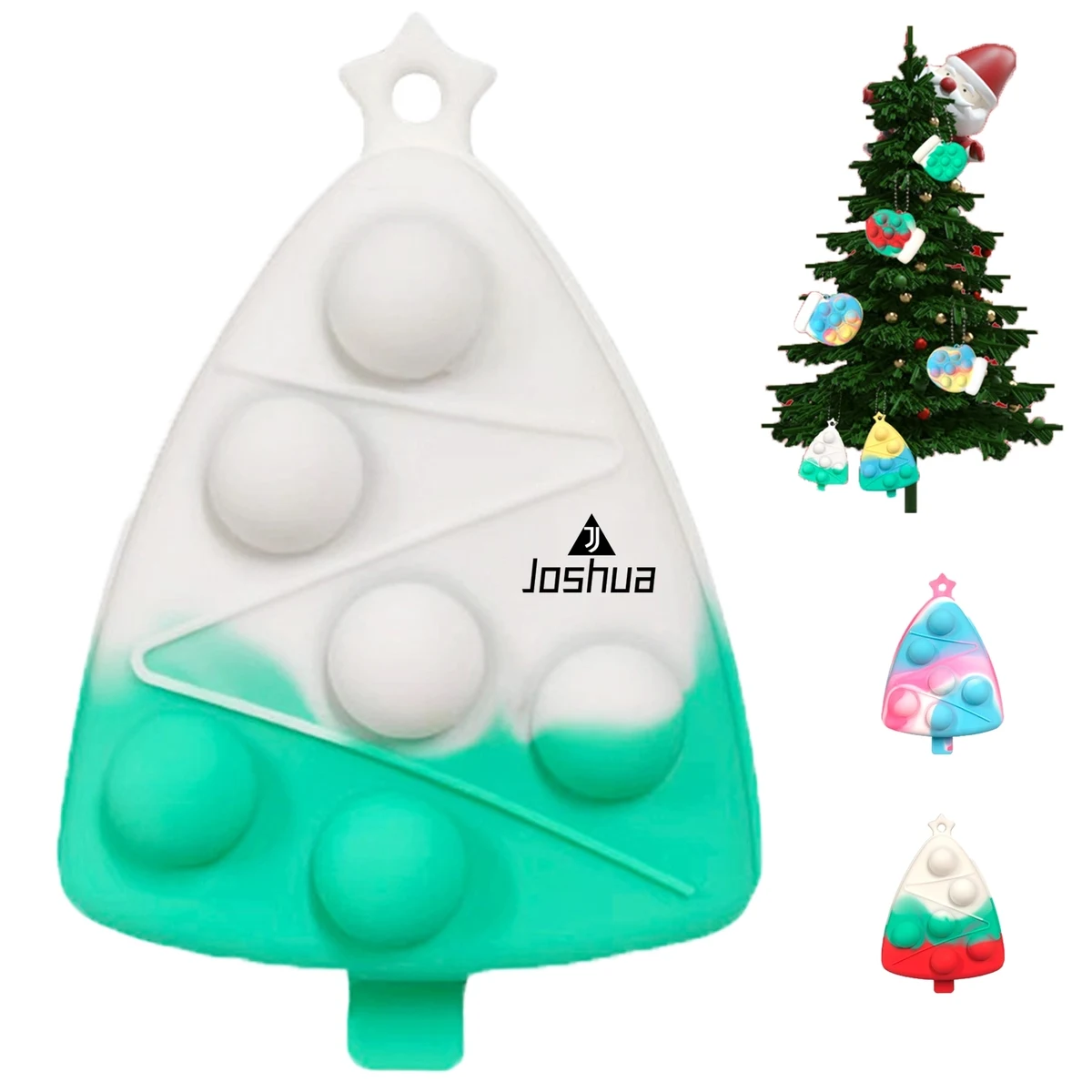 Christmas Tree Silicone Fidget Popper Stress Ball Keychains 1
