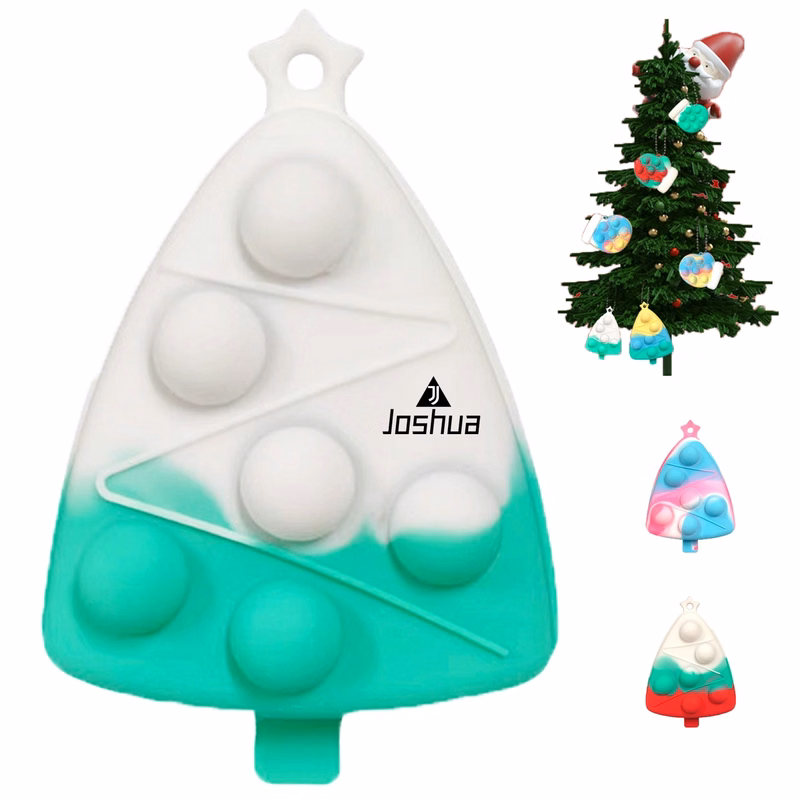 Christmas Tree Silicone Fidget Popper Stress Ball Keychains
