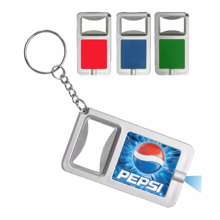 Beer Bottle Opener w/LED Flashlight Keychain - Full Color Print