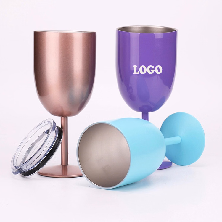 10 OZ Stainless Steel Double Walled Insulated Goblet with Lid