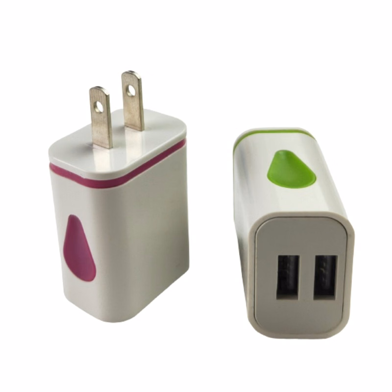Colorful Dual Port USB Wall Plug Charger
