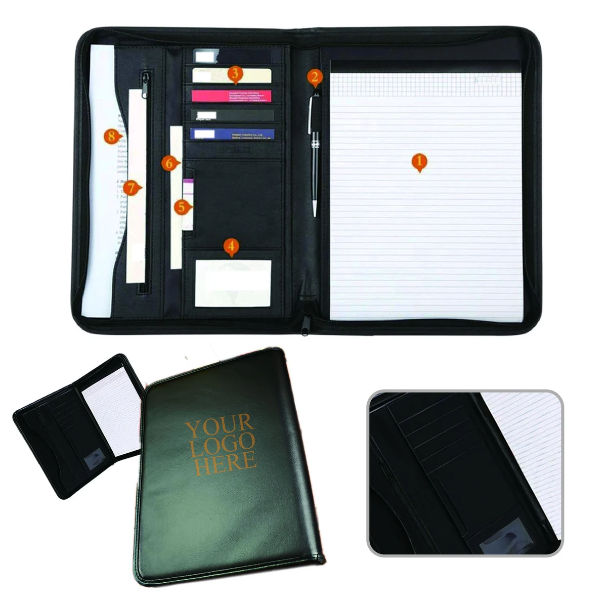 Leather Zippered Padfolio 1