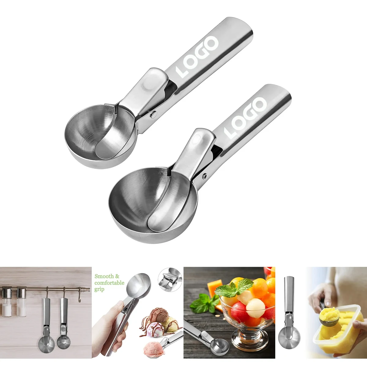 2 Pcs Stainless Steel Ice Cream Scoop 1
