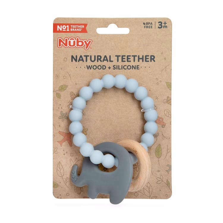 Nuby Teether Rings - Elephant Wood & Silicone