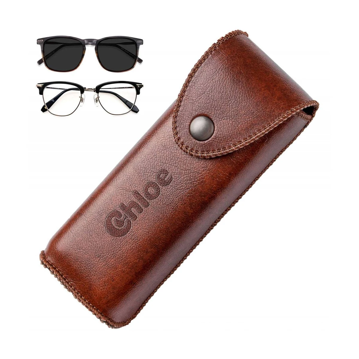 Hard Shell Genuine Leather Glasses Case 1