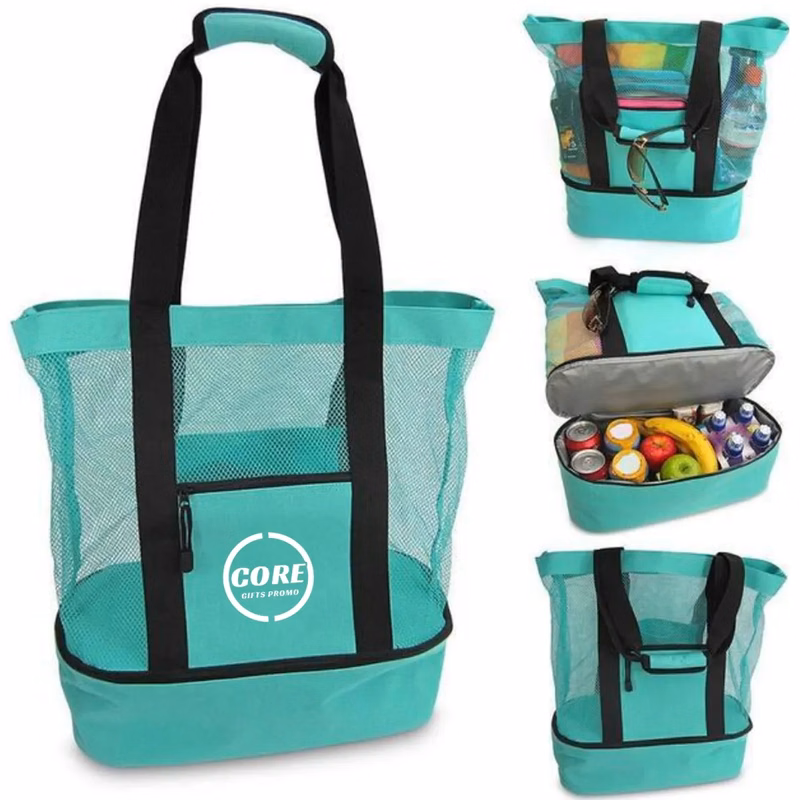 Mesh Beach Bag Picnic Tote Foldable Shopping Handbag