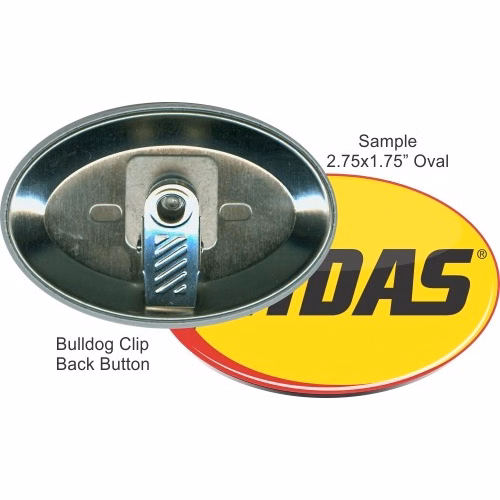 Bulldog Clip 2 3/4 Inch X 1 3/4 Inch Oval Button
