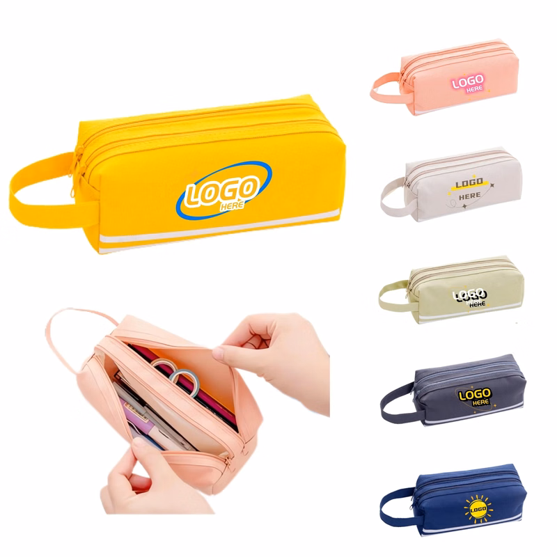 Oxford Pencil Case Double layer With Handle MOQ50