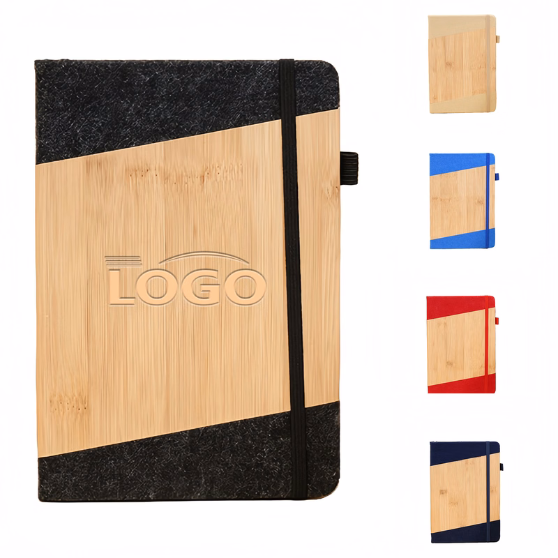 Bamboo wood business notebook with customizable logo