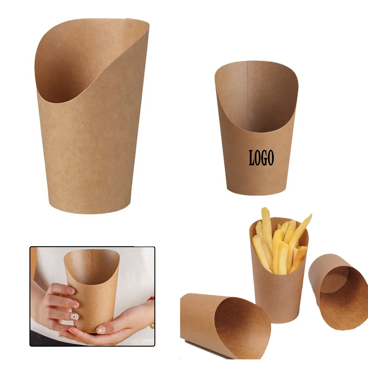 Disposable Kraft Paper French Fry Cup 1