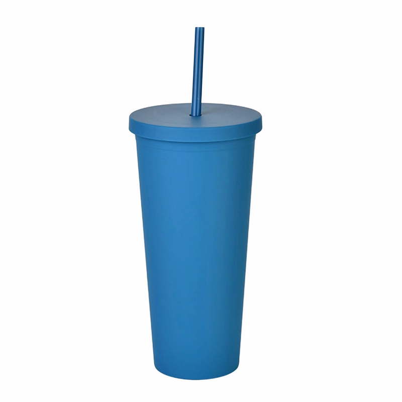 24Oz Pastel Colored Plastic Cups With Lids And Straws