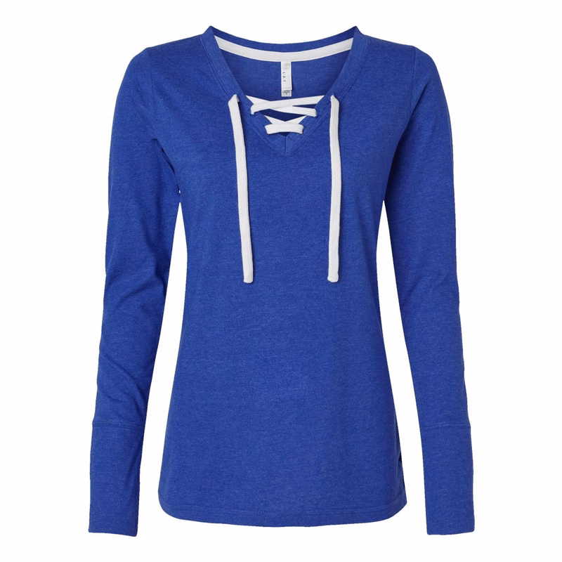 Women's Fine Jersey Lace-Up Long Sleeve T-Shirt - 3538