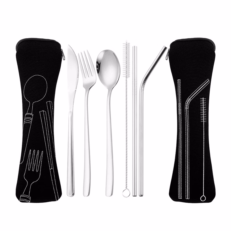 Portable Silverware Set with With Neoprene Case 6 in 1