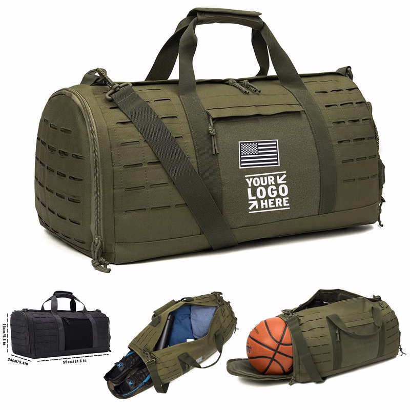 40L Men Sport Gym Military Duffle Bag Training Workout Travel Duffle Tote With Shoe Compartment