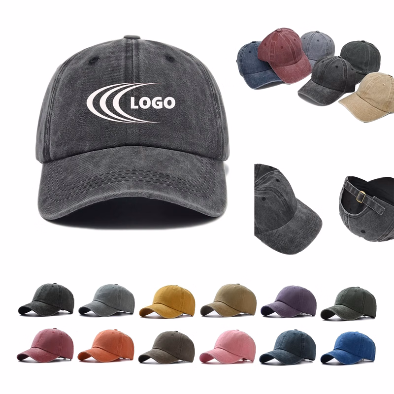 MOQ10 Vintage Cotton Washed Adjustable Baseball Caps