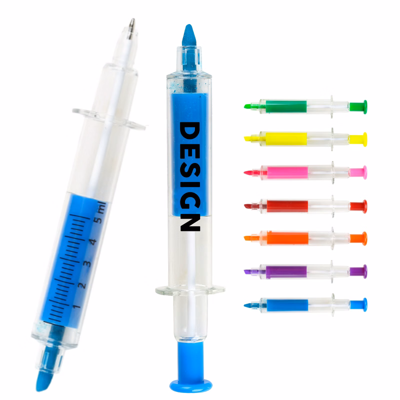 2-in-1 Syringe Style Ballpoint Pen Highlighter