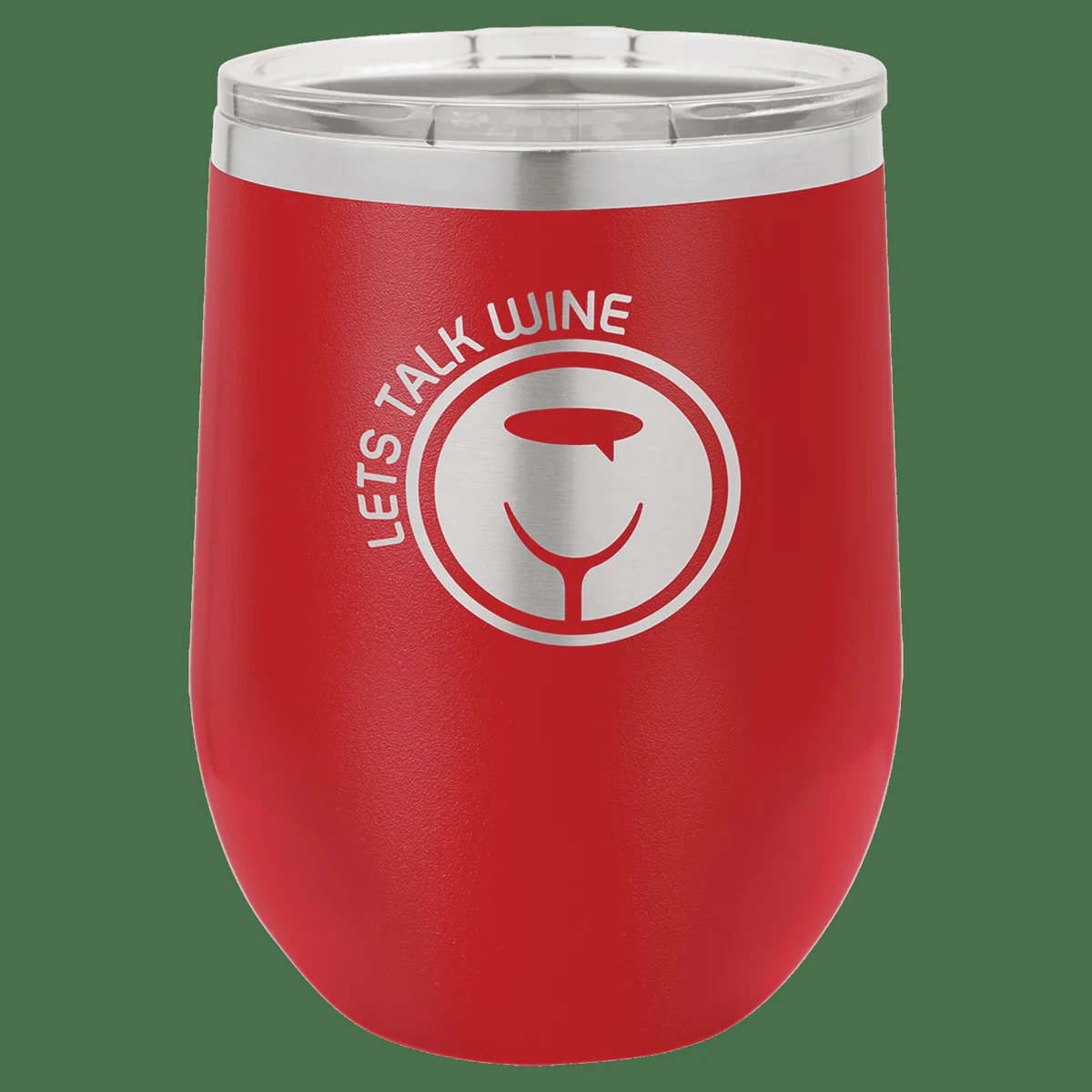 12 oz. Red Laser Engraved Polar Camel Stemless Wine Tumbler w/Clear Lid 1