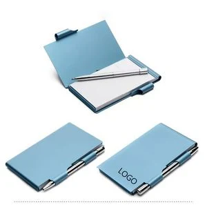 Pocket Aluminum Memo Pad Holder With Ballpoint Pen 1