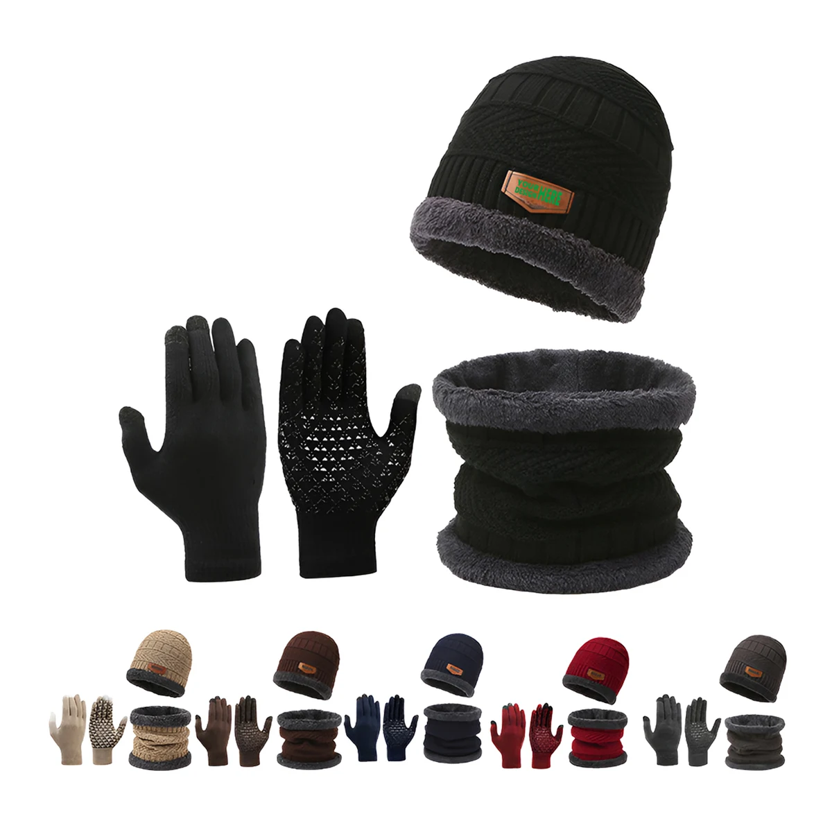MOQ50 Personalized Winter Hat Scarf Gloves Set 1