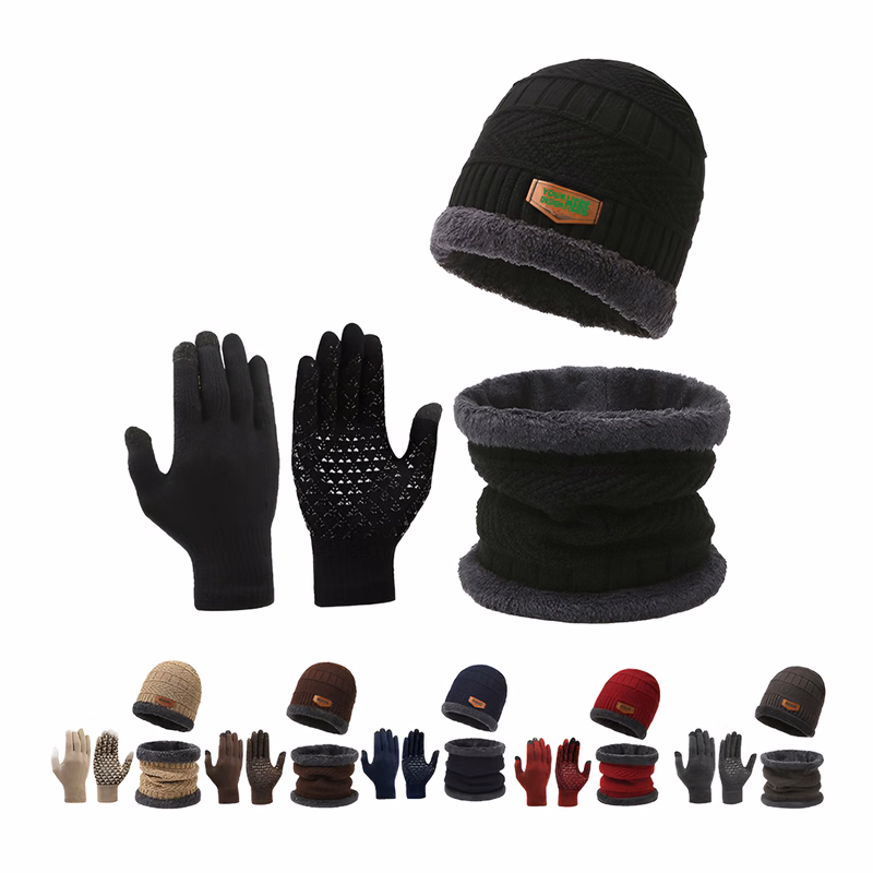 MOQ50 Personalized Winter Hat Scarf Gloves Set