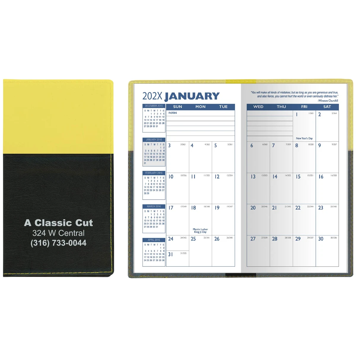 Soft Cover 2 Tone Vinyl France Series Monthly Planner / 1 Color Insert 1