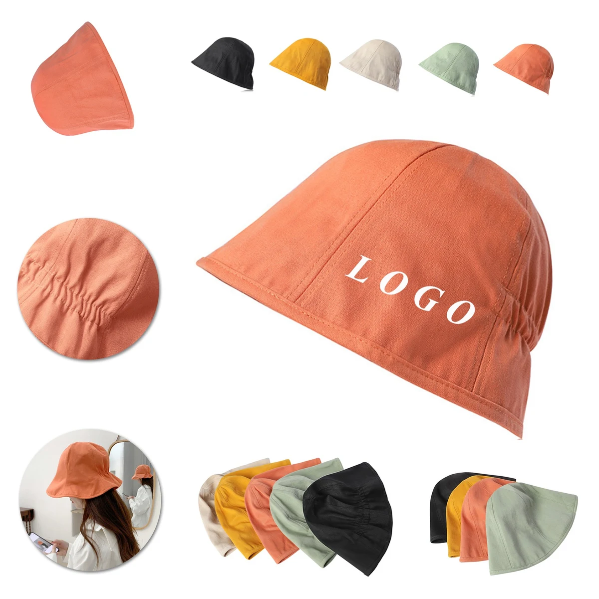 Solid Elastic Bucket Hat 1