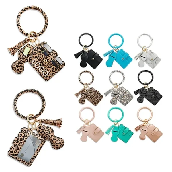 PU Wristlet Bracelet Keychain Credit Card Pocket Holder 1