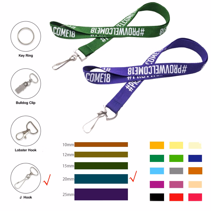 3/4" Wide Polyester Lanyard W/ Metal J Hook