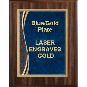 8" x 10" Walnut Finish Plaque with a Red Marble Patina Plate