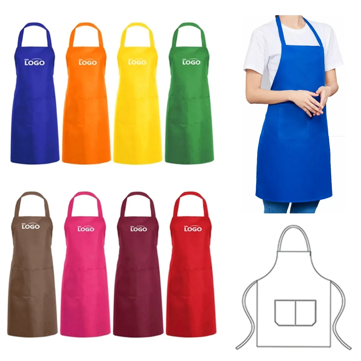 Plain Kitchen Cooking Bib Apron 1