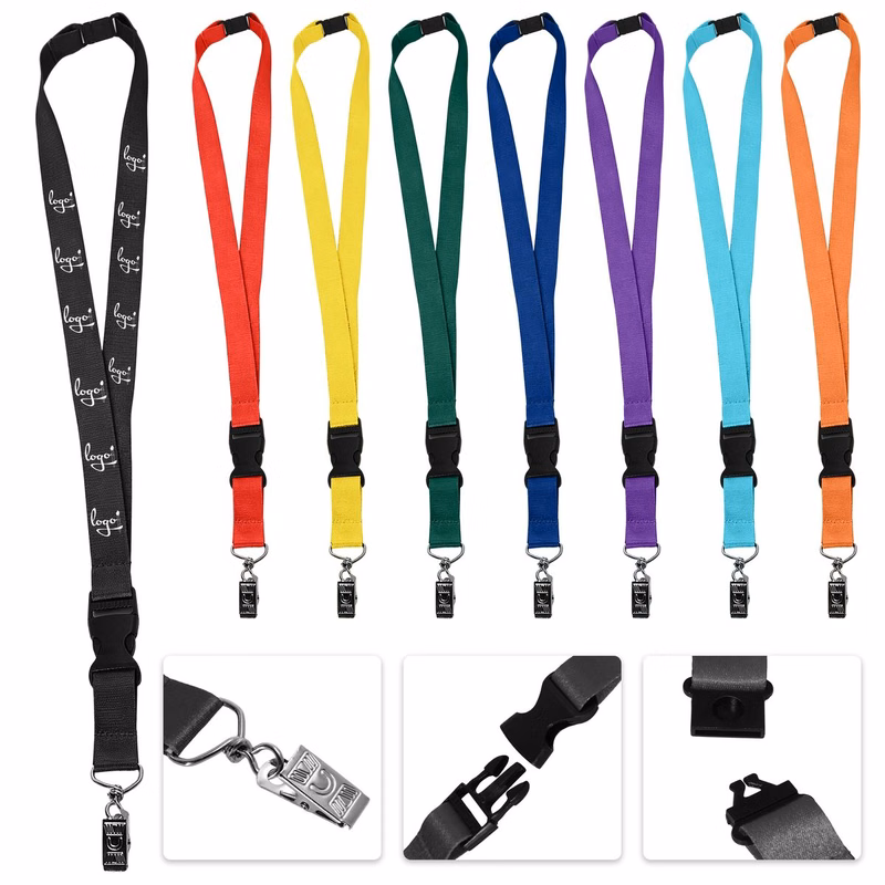 Polyester Lanyard with Safety Buckle & Metal Clip