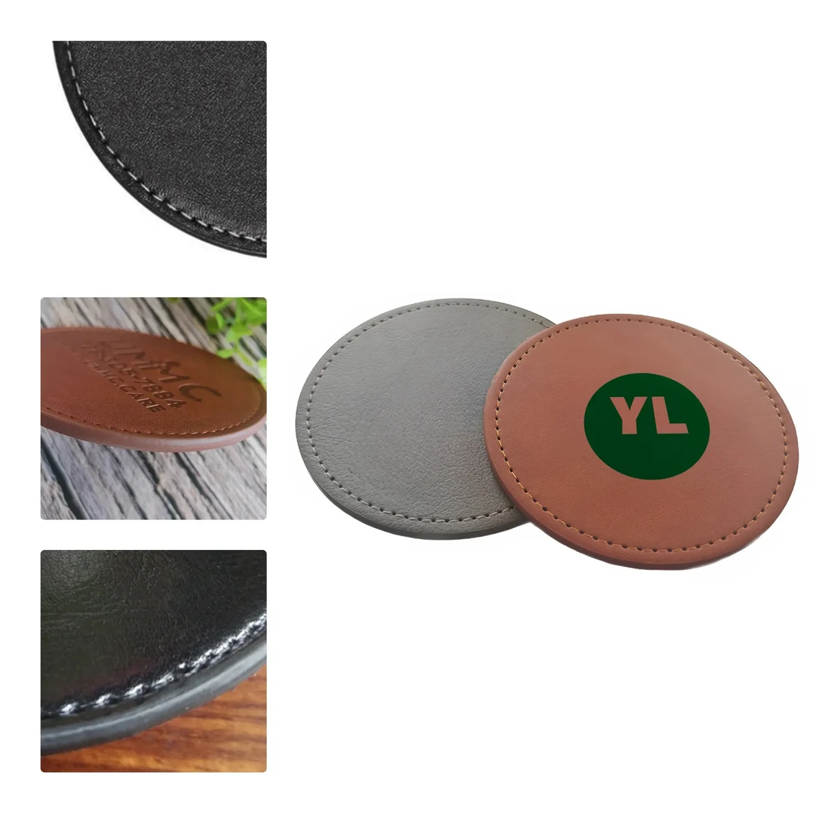 MOQ50 PU Leather Embossed Coaster 1