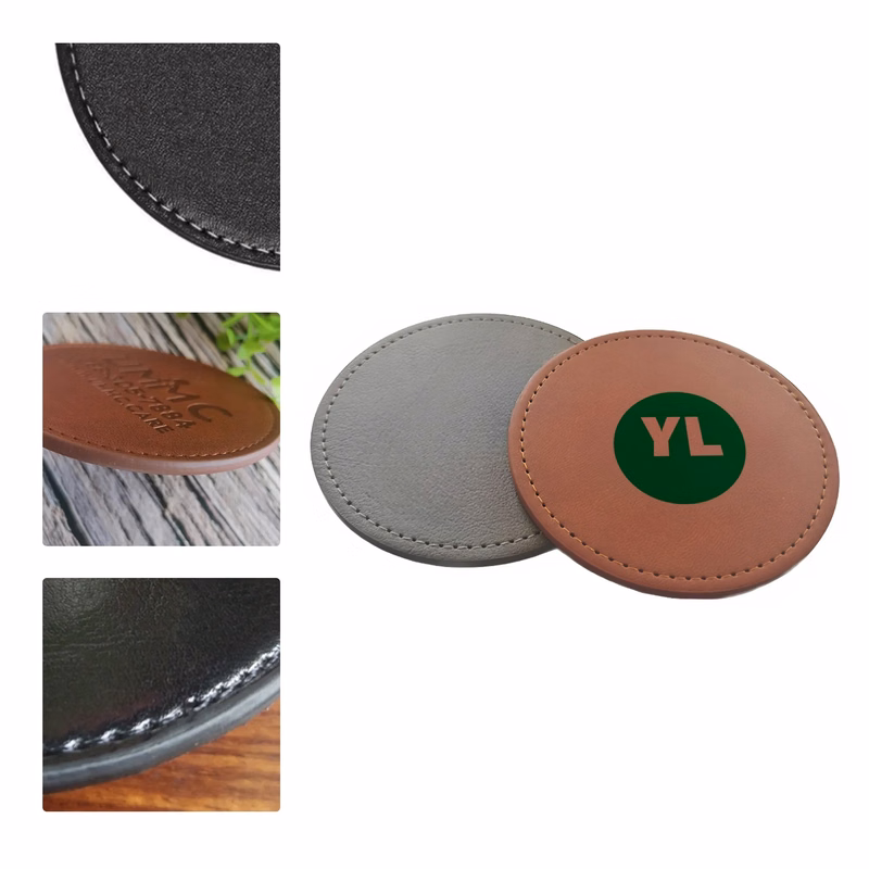 MOQ50 PU Leather Embossed Coaster